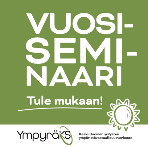 Kuvassa vihreällä pohjalla teksti YmpyräKS-vuosiseminaari Tule mukaan! Kuvan alalaidassa on YmpyräKS-verkoston logo.